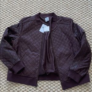 Halogen Leather Quilted Jacket